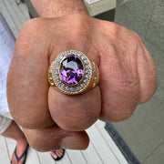 Amethyst Christian Crown Bishop Ring