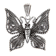 Butterfly Moth Skull Sterling Silver Gothic Pendant