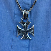 Chopper Cross Sterling Silver Biker Pendant