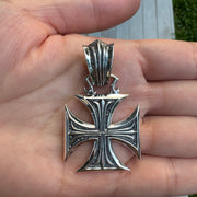 Chopper Cross Sterling Silver Biker Pendant [2]