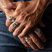 Diamond Jesus Sterling Silver Men's Cross Rings