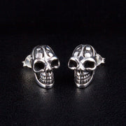 Flame Tattoo Sterling Silver Skull Earrings