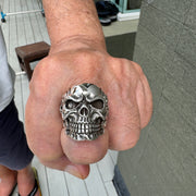 Gigantic Skull Sterling Silver Biker Ring