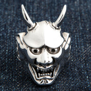 Japanese Oni Mask Sterling Silver Devil Ring