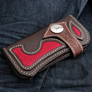 Japanese Tribal Red Stingray Leather Cowboy Biker Wallet