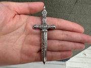 Knight Warrior Medieval 925 Sterling Silver Sword Pendant