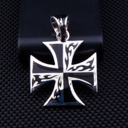 Maltese Cross Tattoo Sterling Silver Biker Pendant