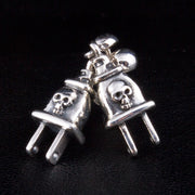 Plug Sterling Silver Skull Earrings