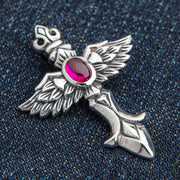 Red Angel Wings Sterling Silver Gothic Pendant [3]