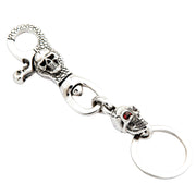 Red Garnet Eye Skull Sterling Silver Biker Key Chain