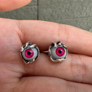 Red Evil Eye Sterling Silver Stud Earrings