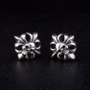 Skull Crossbones Sterling Silver Stud Earrings