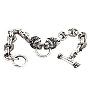 Small Lion Head Sterling Silver Cross Link Chain Bracelet [3]