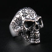 Sterling Silver 925 Tattoo Skull Biker Ring