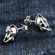 Tiger Head Sterling Silver Biker Stud Earrings [2]