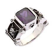 Amethyst Knight Sterling Silver Medieval Ring