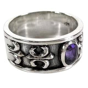 Amethyst Sterling Silver Men's Band Ring