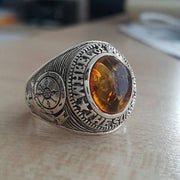 Amulet Amber 925 Sterling Silver Men's Ring