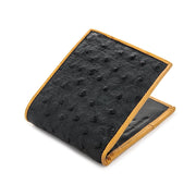 Black Exotic Genuine Ostrich Skin Leather Men's Wallet