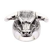 Bull Taurus Head Sterling Silver Biker Ring