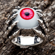 Claw Red Eyeball Sterling Silver Gothic Ring