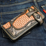 Cobra Snake Skin Woven Cowboy Western Leather Tribal Biker Wallet