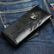 Custom Skull Stingray Inlaid Genuine Leather Biker Chain Wallet