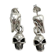 Dangle Punk Skull Sterling Silver Earrings