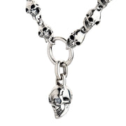 Diamond Eyes Skull 925 Sterling Silver Biker Necklace