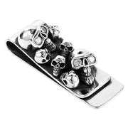 Diamond Eyes Skull Sterling Silver Biker Money Clip