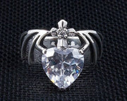Diamond Heart Bat Wings 925 Sterling Silver Gothic Ring