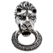 Diamond Lion Head 925 Sterling Silver Biker Pendant