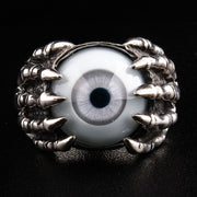 Evil Eyeball Sterling Silver Claw Gothic Ring