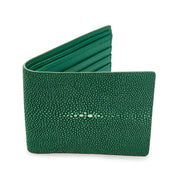 Exotic Genuine Green Polished Stingray Skin Leather Wallet