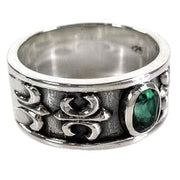 Fleur De Lis Sterling Silver Men's Emerald Ring