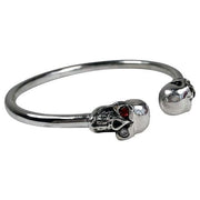 Gemstone Skull 925 Sterling Silver Biker Cuff