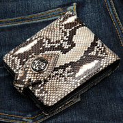 Genuine Cobra Snake Skin Leather Biker Wallet