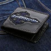 Genuine Exotic Blue Row Stingray Cross Leather Biker Wallet