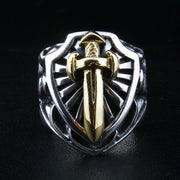 Gold Sword 925 Sterling Silver Heavy Men's Biker Ring