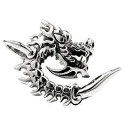 Gothic Flame Blade Dragon Hook Sterling Silver Biker Pendant