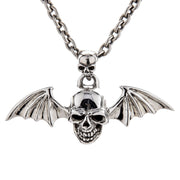 Sterling Silver Gothic Skull Bat Vampire Biker Pendant