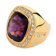 Huge Amethyst Yellow Gold Men's Ring