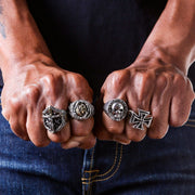 Iron Cross Sterling Silver Biker Rings on Hand