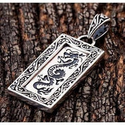 Japanese Dragon Tag Sterling Silver Men's Biker Pendant