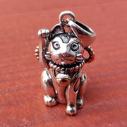 Japanese Maneki-Neko Cat Sterling Silver Pendant