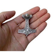 Lion Knot Sterling Silver Thor's Hammer Viking Pendant