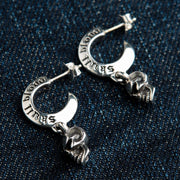 Mad Dangle Skull Sterling Silver Men's Earrings