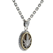 Marijuana Rasta Brass Sterling Silver Necklace