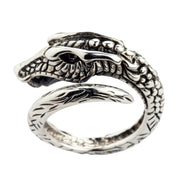 Norse Viking Dragon Sterling Silver Adjustable Size Men's Ring