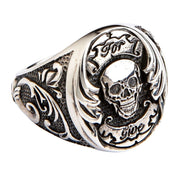 Por Vida Skull Sterling Silver Ring